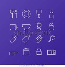 Find Kitchen Set Line Icon Set White