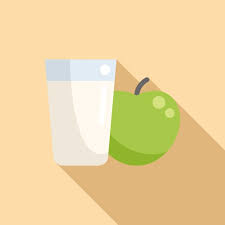 Apple And Milk Glass Icon Flat Vector