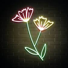 Neon Poppy Flower Psd Glowing Sign