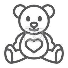 Teddy Bear Line Icon Child And Toy