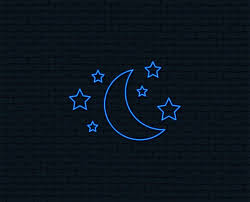 Neon Light Moon And Stars Icon Sleep