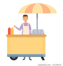 Umbrella Hot Dog Er Icon Cartoon