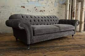 3 Seater Velvet Chesterfield Sofa