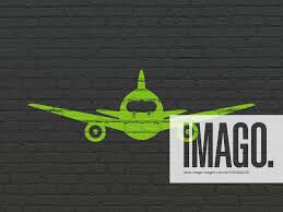 Painted Green Aircraft Icon On Black
