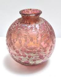 Vintage Pink Iridescent Etched Blown