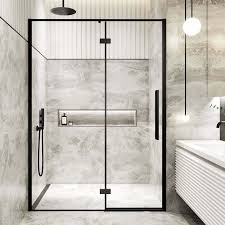 Helsinki Hinged Shower Door Matt Black