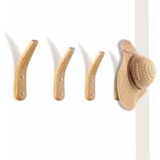 Wall Mounted Wooden Coat Hooks Natural