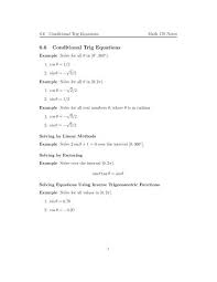 6 6 Conditional Trig Equations