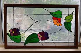 Vintage Stain Glass With Wood Framing