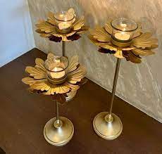 Metal Lotus Tealight T Light Candle
