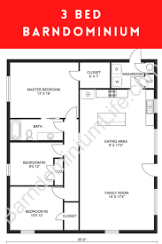 3 Bedroom Barndominium Floor Plans