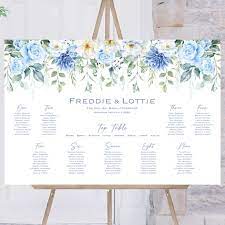 Blue Flower Wedding Table Plan Wedding