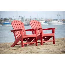 Luxeo Hampton Red Outdoor Patio Adirondack Chair 2 Pack