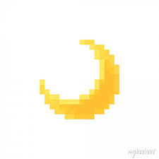 Crescent Moon Pixel Art Icon Gold Sign