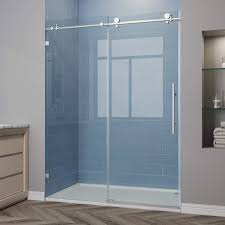 Frameless Bypass Door Brushed Nickle