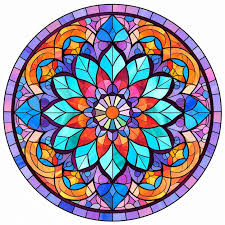A Round Stained Glass Design With A