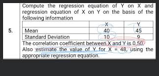 Compute The Regression Equation Of Y On
