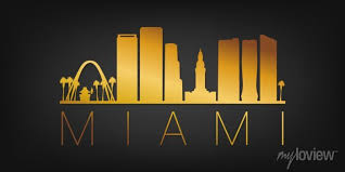 Miami Fl Usa Gold Skyline City