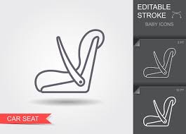 Baby Car Seat Line Icon With Editable