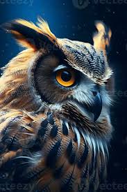 Great Horned Owl Close Up Portrait Ai