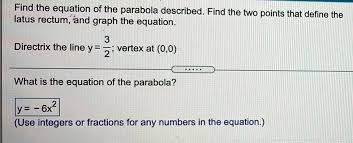 Find The Equation Of The Parabola