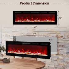 Clihome 60 In W Black Infrared Quartz Electric Fireplace Bl Zhx Rfp 60