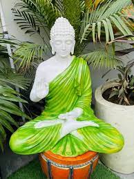 White Green Polyresin Buddha Statue At