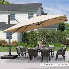 12 Ft Square Patio Umbrella Aluminum Large Cantilever Umbrella For Garden Deck Backyard Pool In Beige