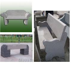 Stone Benches With Wood Surface And