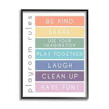 Playroom Rule Kids Rainbow Stripes