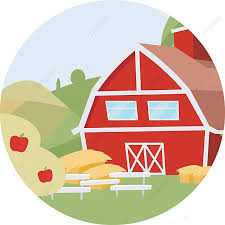 Rural Flat Icon With Apple Orchard