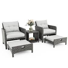 Pamapic 5 Pieces Wicker Patio Furniture