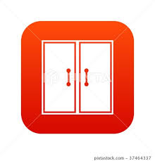 Two Glass Doors Icon Digital Red