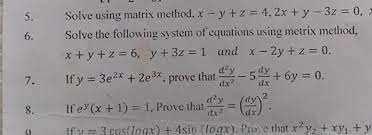 5 Solve Using Matrix Method X Y Z 4