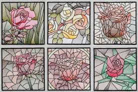 Bfc1537 Stained Glass Squares Roses