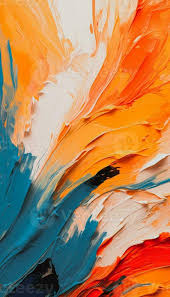 Abstract Acrylic Paint In Orange Blue