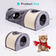 Gray Fabric Bed Collapsible Cat Tunnel