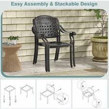Set Of 2 Cast Aluminum Patio Chairs