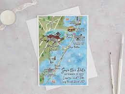 Custom Watercolor Wedding Map Long