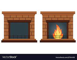 Fireplace Icon Set With And Without