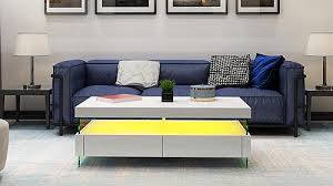 Ria White Coffee Table W Built In Led