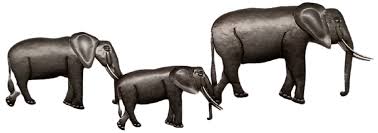 Metal Wall Art Large Elephant Family