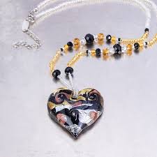 Murano Glass Multi Color Heart Necklace