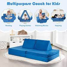 4 Piece Blue Convertible Kids Couch