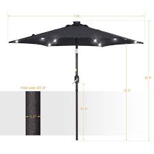 Joyesery 7 5 Ft Solar Led Patio Umbrellas With Solar Lights And Tilt On Market Umbrellas Black