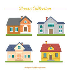 Variety Of House Facades In Flat Design