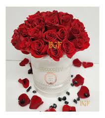 Red Roses In White Glamour Box Send