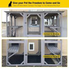 Aivituvin Air37 Walk In Extra Large Outdoor Cat Enclosure Connected To House