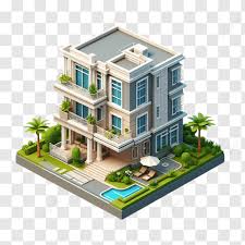 3d Residential Building Isolated Icon