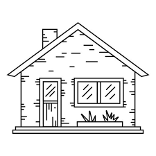 Bungalow House Line Style Icon Layout